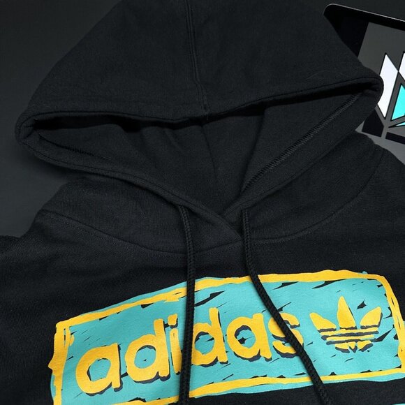 Adidas Originals HT7333 Tri Linear Black Fleece Hoodie Sweatshirt Men’s Sizes - Picture 3 of 6